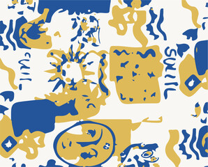 Wall Mural - Modern vector pattern with multicolor abstract shapes. Colorful abstract background.