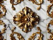 Baroque Style Ornate Floral Golden Decoration on Marble design.