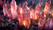 Pink crystal formations with intricate facets