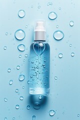 Poster - Bottle of water on blue surface, suitable for hydration concept