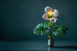 shining flower growing from the base of a light bulb, background with copy space