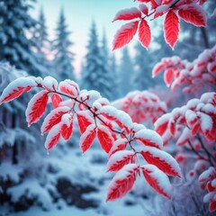 Sticker - winter background with snow covered trees winter trees