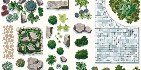 Wall Mural - an aerial view of a garden with rocks and plants