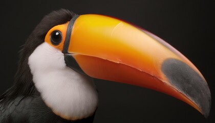  toucan close up head on black background
