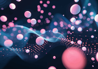 Wall Mural - a blue and pink abstract background with bubbles