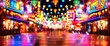 Beautiful bokeh lights background with abstract defocused circular light spots on a colorful night city street, beautiful lights decoration for celebration and new year