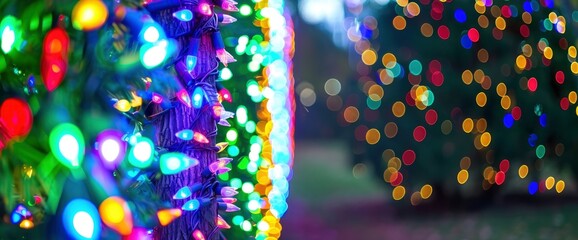 Wall Mural - Beautiful bokeh lights background with abstract defocused circular light spots on a colorful night city street, beautiful lights decoration for celebration and new year or christmas