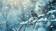 Bird perched on a snowy tree