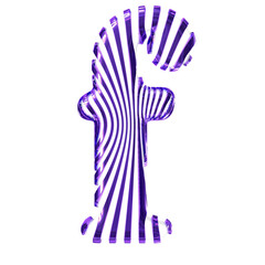 White symbol with purple vertical ultra-thin straps. letter f