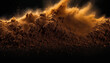 A pile of dirt is prominently displayed against a dark black background, creating a stark contrast