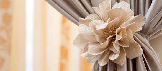 Wall Mural - A flower headpiece on a curtain made of natural materials