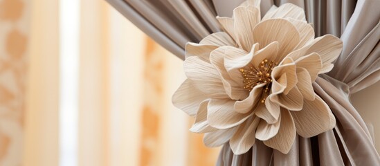 Canvas Print - A flower headpiece on a curtain made of natural materials