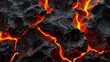 Abstract background black burning volcanic lava with red flame in cracks