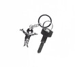 keychain with toy man isolated on white background