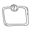 Frame box with question mark in doodle style. Symbol in simple design. Cartoon object hand drawn isolated on white background.