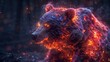   A tight shot of a bear's expressive eyes emitting intense flames