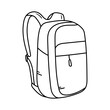 Backpack vector icon in doodle style. Symbol in simple design. Cartoon object hand drawn isolated on white background.