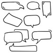Vector set of hand drawn speech bubbles. Doodle style speaking bubbles isolated on white background.