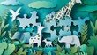 A whimsical papercut depicts a group of animals working together on a puzzle, each piece representing a different aspect of a successful business strategy