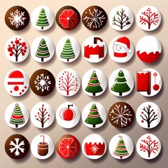 Poster - christmas icons. set of cartoon objects.