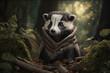 Badger character in the forest