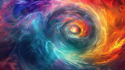 Wall Mural - A colorful swirl of light and color with a blue and red center