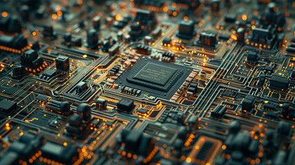 Poster - A close up of a computer chip with a lot of detail