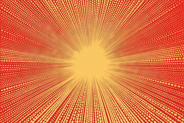 Wall Mural - Sun burst in retro style with grungy dots. Vintage sun rays background.