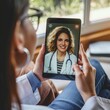 Woman Holding Tablet With Picture of Doctor