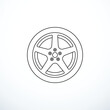 Car wheel line icon. Vector illustration
