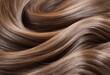 Close-up of shiny healthy brown hair with light highlights. Concept of hair care and salon coloring. Ai generation