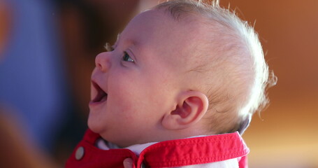 Canvas Print - Profile of happy baby face three month old infant smiling