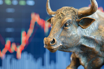 Poster - A bull is staring at the camera with a bullseye on its face