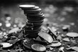 Economic downturn, debt crisis and market crash concept shown by shattering coins AIG41
