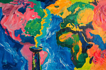 Wall Mural - the Earth like a faucet, with water flowing out of it into space,