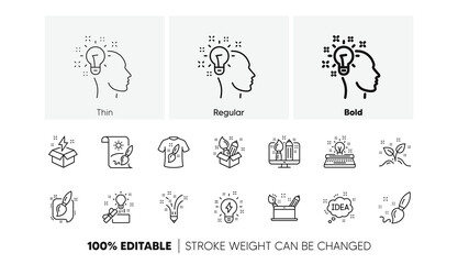 Poster - creative designer, idea and inspiration. creativity line icons. brush and pencil linear icon set. li