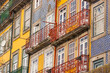 Colorful walls of house with tiles in Porto Portugal.