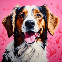 Canvas Print - dog with red and black paint