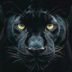 Black panther on a black background. A symbol of luxury and elitism, strength and beauty.