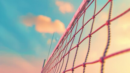 Wall Mural - A whimsical 3D render of a cute volleyball net   AI generated illustration