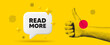 Hand showing thumb up like sign. Read More tag. Navigation sign. Get description info symbol. Read more chat box 3d message. Grain dots hand. Like thumb up sign. Vector
