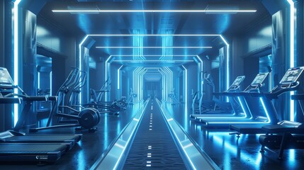 Poster - abstract 3d gym scene with futuristic elements ai generated illustration