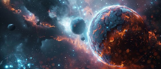 Wall Mural - Black hole in space energy from the planets. World tearing universe images as background. 