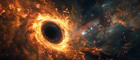 Wall Mural - Black hole in space energy from the planets. World tearing universe images as background. 