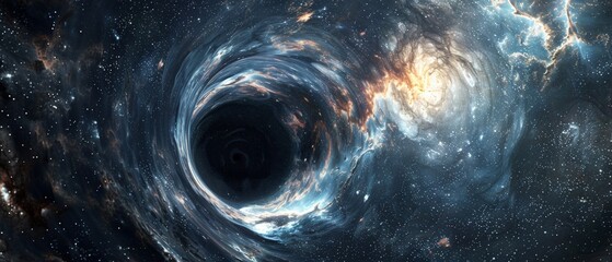 Wall Mural - Black hole in space energy from the planets. World tearing universe images as background. 