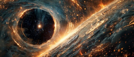 Wall Mural - Black hole in space energy from the planets. World tearing universe images as background. 