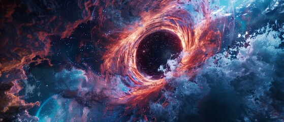 Wall Mural - Black hole in space energy from the planets. World tearing universe images as background. 