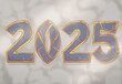 blue and gold 2025 text
