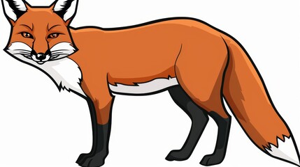 Wall Mural -   A red fox stands with its head tilted to one side