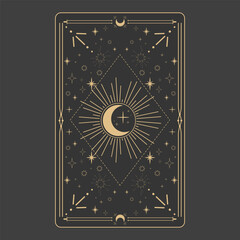 Wall Mural - tarot reverce border magic sacred cover card frame gold line border celelstial mystery esoteric deco